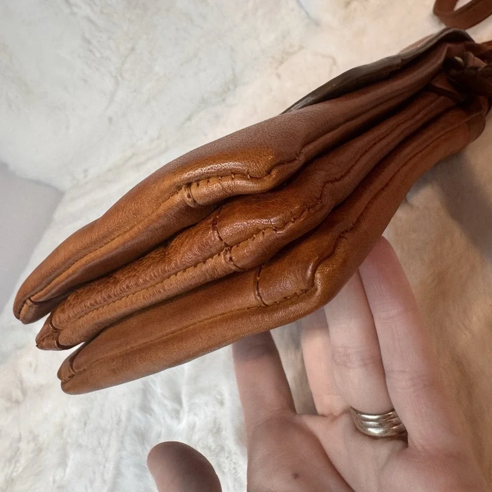 Oak & Tan Super Soft Brown Leather Crossbody Bag Small Phone Purse Wallet